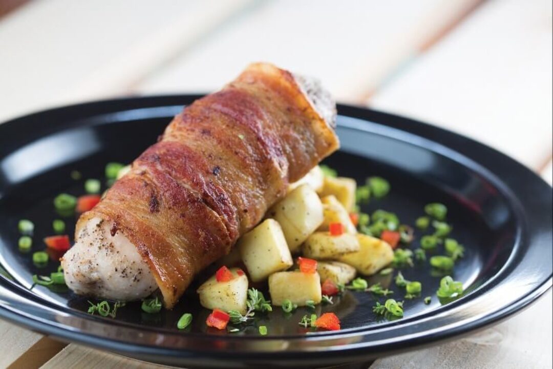 Bacon Wrapped Chicken Breasts with Sautéed Breadfruit | Discover Barbados Recipes | Get Started | HIPAC Foods