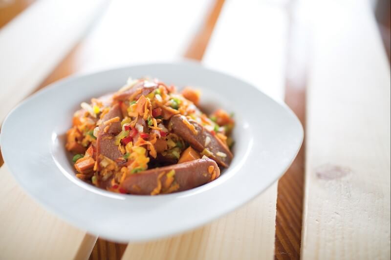 Sweet Potato Hash with Farmer’s Choice Turkey Franks | Discover Barbados Recipes | Get Started | HIPAC Foods